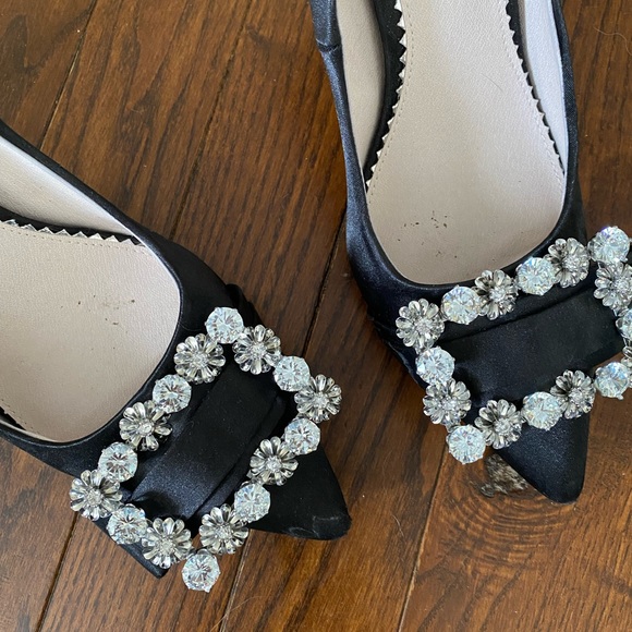 Ever New black satin crystal stilettos - Picture 3 of 4